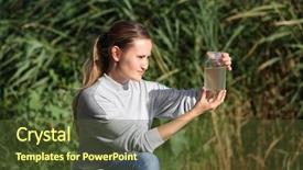  Presentation with environmental health - Slide set featuring flask for expertise environmental background and a tawny brown colored foreground