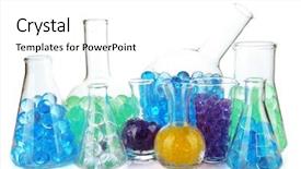  Presentation with flasks - Cool new slide set with yellow capsules round - flasks with hydrogel isolated backdrop and a white colored foreground