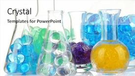  Presentation with flasks - Audience pleasing PPT theme consisting of yellow capsules round - flasks with hydrogel isolated backdrop and a white colored foreground