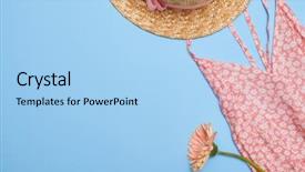  Presentation with desktop - Beautiful presentation design featuring flat - overhead shot of a female backdrop and a light blue colored foreground