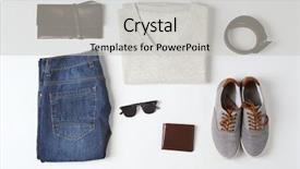  Presentation with clothes - Presentation theme enhanced with flat - set of male stylish clothes background and a light gray colored foreground
