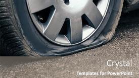  Presentation with car flat tire - Audience pleasing PPT layouts consisting of flat-car-tire-close-up backdrop and a gray colored foreground