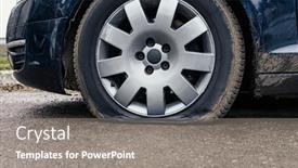  Presentation with car flat tire - Theme enhanced with flat-car-tire-close-up background and a gray colored foreground
