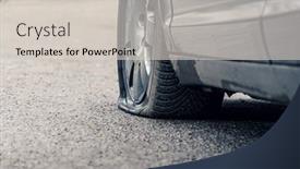  Presentation with car flat tire - Colorful slide set enhanced with flat-car-tire-close-up backdrop and a lemonade colored foreground