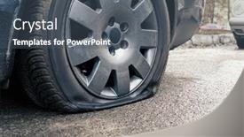  Presentation with car flat tire - Cool new slides with flat-car-tire-close-up backdrop and a ocean colored foreground