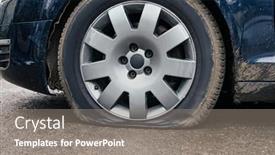  Presentation with car flat tire - Beautiful slides featuring flat-car-tire-close-up backdrop and a gray colored foreground