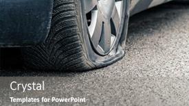  Presentation with car flat tire - PPT layouts enhanced with flat-car-tire-close-up background and a gray colored foreground
