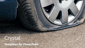  Presentation with car flat tire - Colorful slide set enhanced with flat-car-tire-close-up backdrop and a coral colored foreground