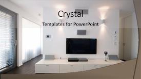  Presentation with theater - Presentation theme with modern home theater interior background and a soft green colored foreground