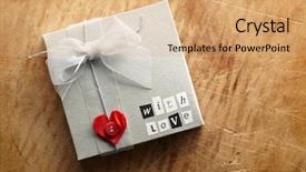  Presentation with shape heart - Colorful PPT theme enhanced with flat gift box with heart backdrop and a coral colored foreground