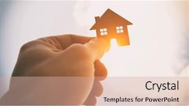  Presentation with flat - PPT layouts with flat house against the sun background and a coral colored foreground