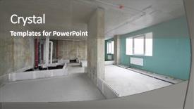  Presentation with fire system - PPT theme consisting of flat in building under construction background and a gray colored foreground