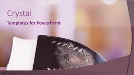  Presentation with burnt - PPT theme having flat iron with burnt mark on table on bright background background and a lemonade colored foreground