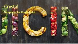  Presentation with fresh fruits and vegetables - PPT layouts consisting of flat lay collection of food background and a tawny brown colored foreground