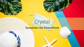  Presentation with shells beach summer holiday - Amazing presentation theme having flat-lay-colorful-summer-background backdrop and a yellow colored foreground