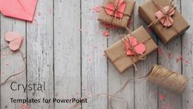  Presentation with romantic gift - Beautiful presentation design featuring flat-lay-happy-valentine-s backdrop and a light gray colored foreground