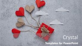  Presentation with romantic gift - Slide deck having flat-lay-happy-valentine-s background and a gray colored foreground