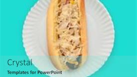  Presentation with teal - PPT theme with flat-lay-hot-dog background and a seafoam green colored foreground