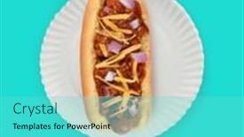  Presentation with white cheese - Presentation theme featuring flat-lay-hot-dog background and a seafoam green colored foreground