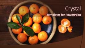  Presentation with mandarin oranges - Amazing PPT theme having flat-lay-image backdrop and a wine colored foreground