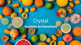  Presentation with citrus - Beautiful PPT theme featuring flat-lay-layout-of-summer backdrop and a teal colored foreground