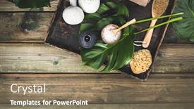  Presentation with leaves flat lay - Colorful slide set enhanced with flat-lay-layout-with-monstera backdrop and a coral colored foreground