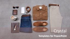  Presentation with fashion accessories - PPT theme featuring flat-lay-men-s-fashion background and a coral colored foreground