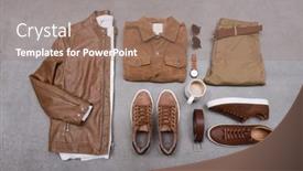  Presentation with fashion accessories - PPT theme enhanced with flat-lay-men-s-fashion background and a coral colored foreground