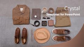  Presentation with fashion accessories - Colorful PPT theme enhanced with flat-lay-men-s-fashion backdrop and a gray colored foreground
