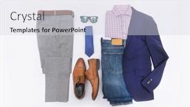  Presentation with fashion accessories - Presentation design having flat-lay-men-s-fashion background and a sky blue colored foreground
