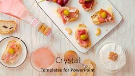  Presentation with appetizers - Beautiful presentation design featuring flat-lay-of-appetizers backdrop and a coral colored foreground