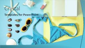  Presentation with flat lay of female sport - Cool new PPT theme with flat lay of beach holiday items swimming suit sunglasses smartphone backdrop and a arctic colored foreground
