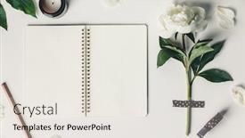  Presentation with peony - Beautiful slide deck featuring flat-lay-of-beautiful-peony backdrop and a sky blue colored foreground