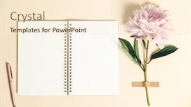  Presentation with peony flower - Beautiful presentation theme featuring flat-lay-of-beautiful-peony backdrop and a cream colored foreground