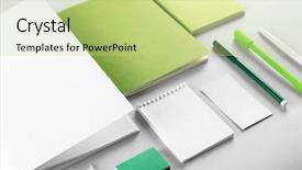  Presentation with green leaves coriander lay - Cool new PPT theme with flat lay of blank green backdrop and a mint green colored foreground