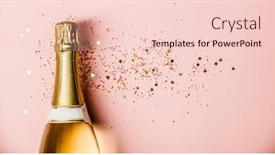  Presentation with sprinkles - PPT theme enhanced with flat lay of celebration champagne bottle with sprinkles on pink background background and a lemonade colored foreground