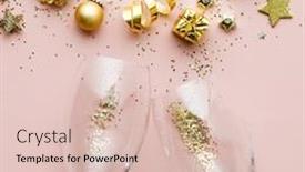  Presentation with champagne - PPT theme with flat-lay-of-celebration-champagne background and a lemonade colored foreground