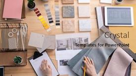  Presentation with interior designer - Colorful presentation enhanced with flat-lay-of-hands backdrop and a coral colored foreground