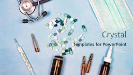  Presentation with medical prevention - PPT layouts enhanced with flat-lay-of-medical-equipment background and a sky blue colored foreground