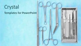  Presentation with flat - Slides having flat lay of medical instruments background and a arctic colored foreground