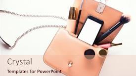  Presentation with leather bag - Presentation having flat-lay-of-pink-leather background and a coral colored foreground