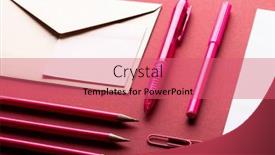  Presentation with education-materials - PPT theme enhanced with flat-lay-of-white-papers and a coral colored foreground