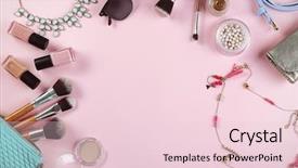  Presentation with cosmetics - PPT layouts enhanced with flat lay of women cosmetics background and a lemonade colored foreground