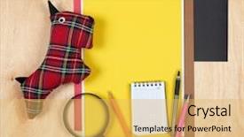  Presentation with wood tools - PPT layouts with flat lay office tools and supplies stationery on wood background flat design of workspace workplace top view of desk background background and a yellow colored foreground