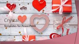  Presentation with greeting card - Cool new PPT theme with flat-lay-romantic-photography backdrop and a coral colored foreground