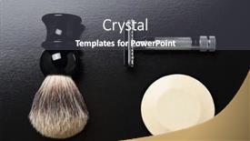  Presentation with razor - Presentation theme consisting of flat-lay-shaving-still-life background and a dark gray colored foreground