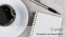  Presentation with note book - Amazing presentation theme having flat-lay-still-life backdrop and a light gray colored foreground