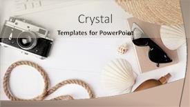  Presentation with space travel - Audience pleasing presentation design consisting of flat-lay-traveler-accessories backdrop and a soft green colored foreground