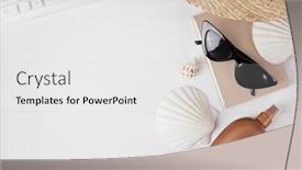  Presentation with space travel - PPT theme enhanced with flat-lay-traveler-accessories background and a white colored foreground