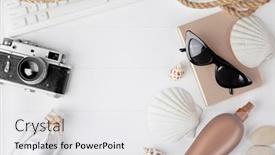  Presentation with space travel - Amazing slide set having flat-lay-traveler-accessories backdrop and a white colored foreground